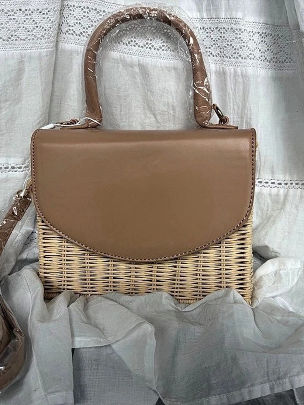 Urban Expressions Woven Satchel in Brown & Beige NWT